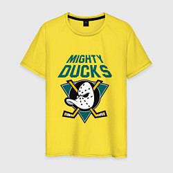 Футболка хлопковая мужская Анахайм Дакс, Mighty Ducks, цвет: желтый