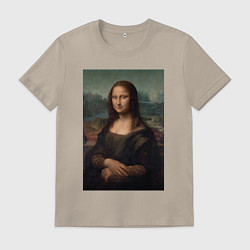 Футболка хлопковая мужская Леонардо да Винчи Мона Лиза дель Джокондо 1503-150, цвет: миндальный