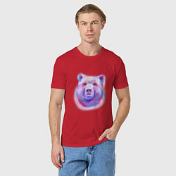 Футболка хлопковая мужская Неоновый медведь, цвет: красный — фото 2
