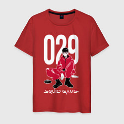 Футболка хлопковая мужская Squid game: guard 029, цвет: красный