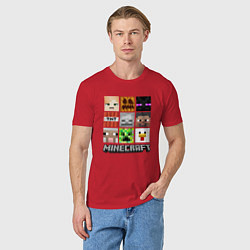 Футболка хлопковая мужская МИР МАЙНКРАФТА, КУБИКИ, цвет: красный — фото 2