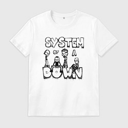 Футболка хлопковая мужская Карикатура на группу System of a Down, цвет: белый