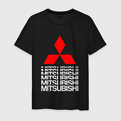 Футболка хлопковая мужская MITSUBISHI МИЦУБИСИ МИТСУБИСИ МИЦУБИШИ LOGO STYLE, цвет: черный