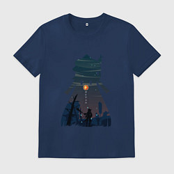 Футболка хлопковая мужская Hu Tao Ху Тао, цвет: тёмно-синий