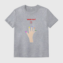 Футболка хлопковая мужская Рука ледяного убийцы с разноцветными ногтями, цвет: меланж