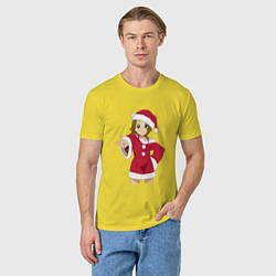Футболка хлопковая мужская Анимешная девочка Санта, цвет: желтый — фото 2