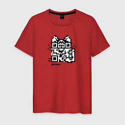 Футболка хлопковая мужская QR-коте, цвет: красный