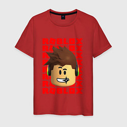 Футболка хлопковая мужская ROBLOX RED LOGO LEGO FACE, цвет: красный
