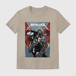 Футболка хлопковая мужская Metallica - cool dudes!, цвет: миндальный