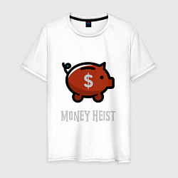 Футболка хлопковая мужская Money Heist Pig, цвет: белый