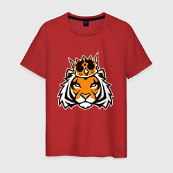 Футболка хлопковая мужская Тигр в короне Tiger in crown, цвет: красный