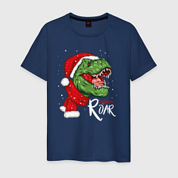 Футболка хлопковая мужская T-rex Merry Roar, цвет: тёмно-синий