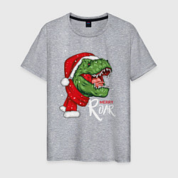 Футболка хлопковая мужская T-rex Merry Roar, цвет: меланж