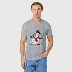 Футболка хлопковая мужская Двухсторонний снеговик, цвет: меланж — фото 2