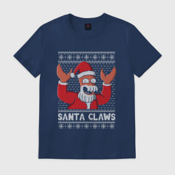 Футболка хлопковая мужская ЗОЙДБЕРГ КЛАУС, SANTA CLAWS ФУТУРАМА, цвет: тёмно-синий