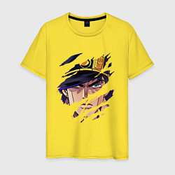 Футболка хлопковая мужская JOJOS BIZARRE ADVENTURE, ГЛАВНЫЙ ГЕРОЙ, цвет: желтый