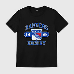 Футболка хлопковая мужская Нью Йорк Рейнджерс, New York Rangers, цвет: черный