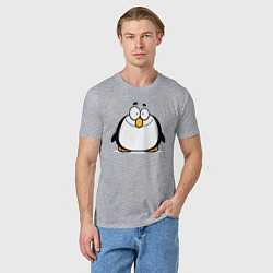 Футболка хлопковая мужская Глазастый пингвин, цвет: меланж — фото 2