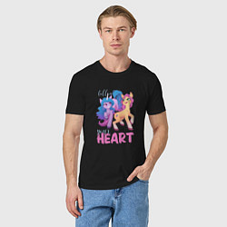 Футболка хлопковая мужская My Little Pony Follow your heart, цвет: черный — фото 2