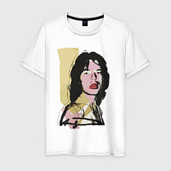 Футболка хлопковая мужская Andy Warhol - Mick Jagger pop art, цвет: белый