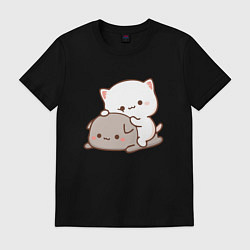 Футболка хлопковая мужская Котики играют 02, цвет: черный