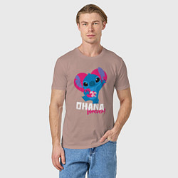 Футболка хлопковая мужская Ohana forever, цвет: пыльно-розовый — фото 2