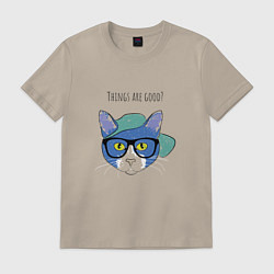 Футболка хлопковая мужская Все хорошо?, цвет: миндальный
