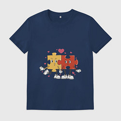 Футболка хлопковая мужская Влюбленная пара - пазлы, цвет: тёмно-синий