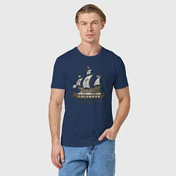 Футболка хлопковая мужская Корабль Columbus, цвет: тёмно-синий — фото 2