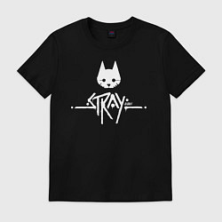 Футболка хлопковая мужская Stray: White Logo, цвет: черный