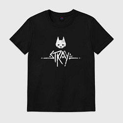 Футболка хлопковая мужская Stray: White Logo, цвет: черный