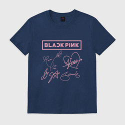 Футболка хлопковая мужская BLACKPINK АВТОГРАФЫ БЛЭКПИНК, цвет: тёмно-синий
