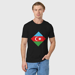 Футболка хлопковая мужская Flag Azerbaijan, цвет: черный — фото 2