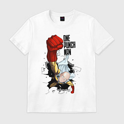 Футболка хлопковая мужская Saitama One Punch, цвет: белый