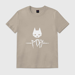 Футболка хлопковая мужская Stray: Мяу, цвет: миндальный