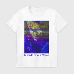 Футболка хлопковая мужская La moda nasce a Milano, цвет: белый