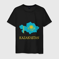 Футболка хлопковая мужская Map Kazakhstan, цвет: черный