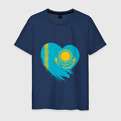 Футболка хлопковая мужская Сердце - Казахстан, цвет: тёмно-синий