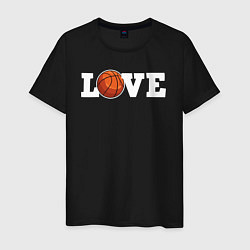 Футболка хлопковая мужская Баскетбол LOVE, цвет: черный