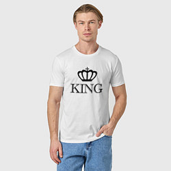 Футболка хлопковая мужская KING Парные Король, цвет: белый — фото 2