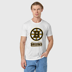 Футболка хлопковая мужская Boston Bruins , Бостон Брюинз, цвет: белый — фото 2