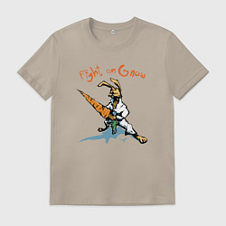 Футболка хлопковая мужская Сражайся или грызи!, цвет: миндальный