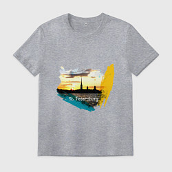 Футболка хлопковая мужская Санкт-Петербург St Petersburg, цвет: меланж