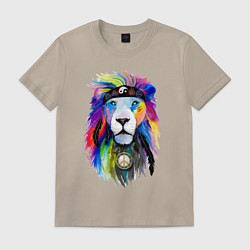 Футболка хлопковая мужская Color lion! Neon!, цвет: миндальный
