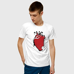 Футболка хлопковая мужская Фонендоскоп обвивает сердце, цвет: белый — фото 2