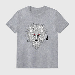 Футболка хлопковая мужская Эскиз головы льва, цвет: меланж
