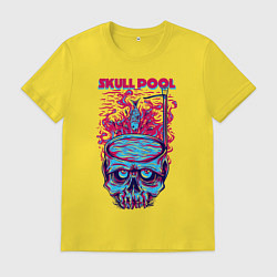 Футболка хлопковая мужская Череп с бассейном, цвет: желтый
