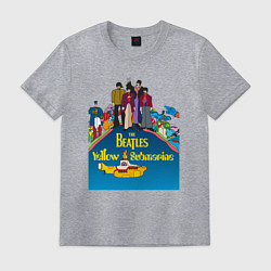 Футболка хлопковая мужская The Beatles on a Yellow Submarine, цвет: меланж