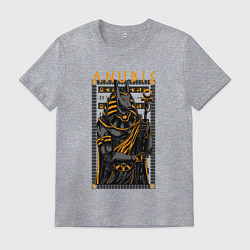 Футболка хлопковая мужская Анубис с головой шакала, цвет: меланж