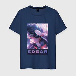 Футболка хлопковая мужская Постер Эдгара из бравл старс, цвет: тёмно-синий